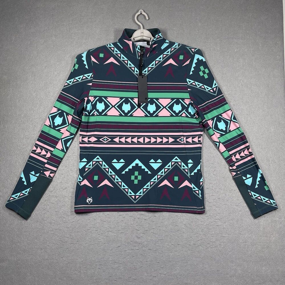 Greyson Sweatshirt Mens Small Forest Green Sequoia Ghostwolf Aztec 1/4 Zip Golf